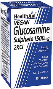 Health Aid Vegan Glucosamine Sulphate 1500mg 2KCl - Θειική Γλυκοζαμίνη 1500mg, 30Tabs