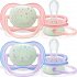 Avent Ultra Air Night Ορθοδοντική Πιπίλα Σιλικόνης 0-6m Ροζ-Μωβ 2τμχ. SCF376/12